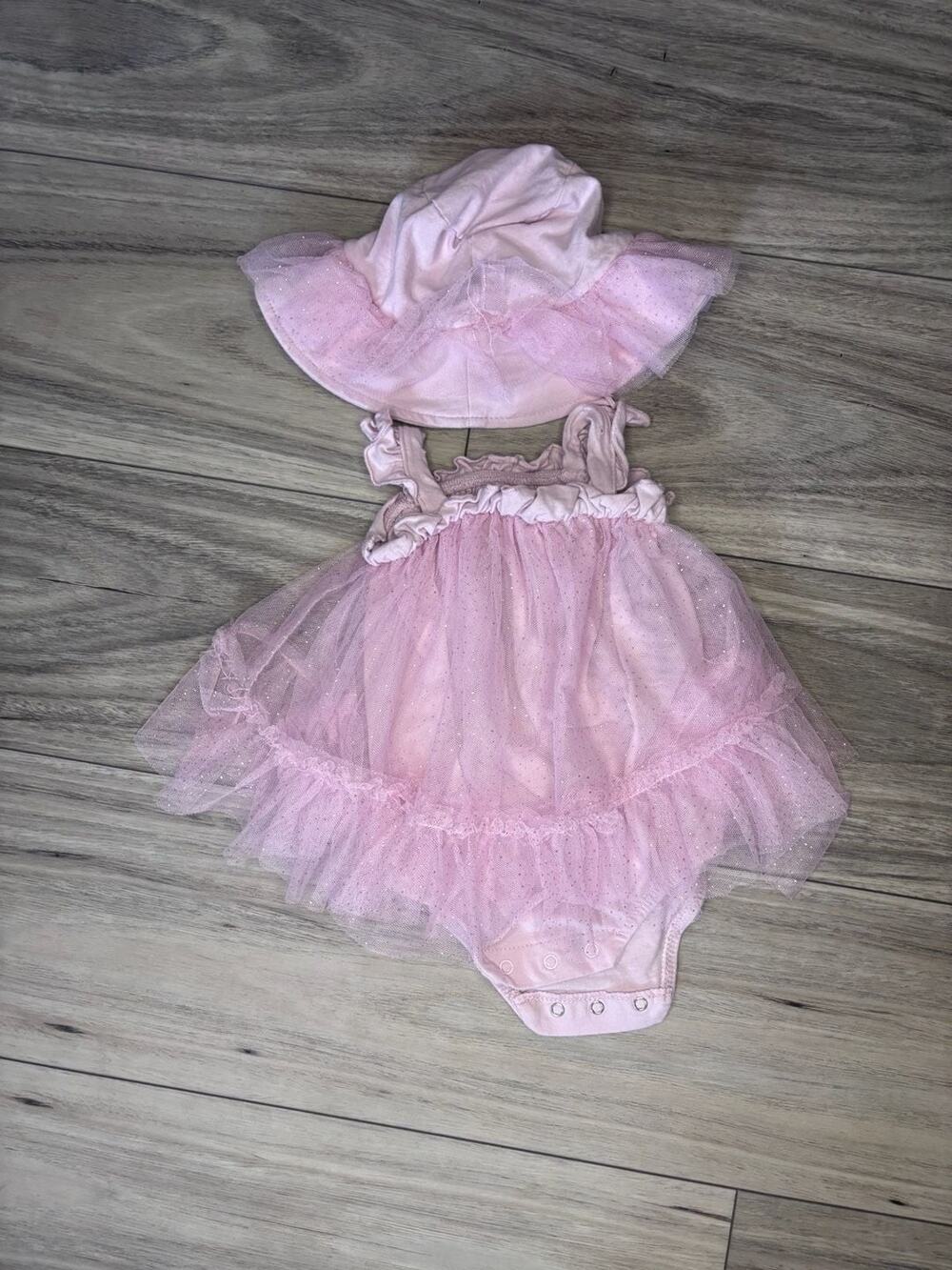 100% Cotton Romper and Sun Hat Outfit Set from Next USA